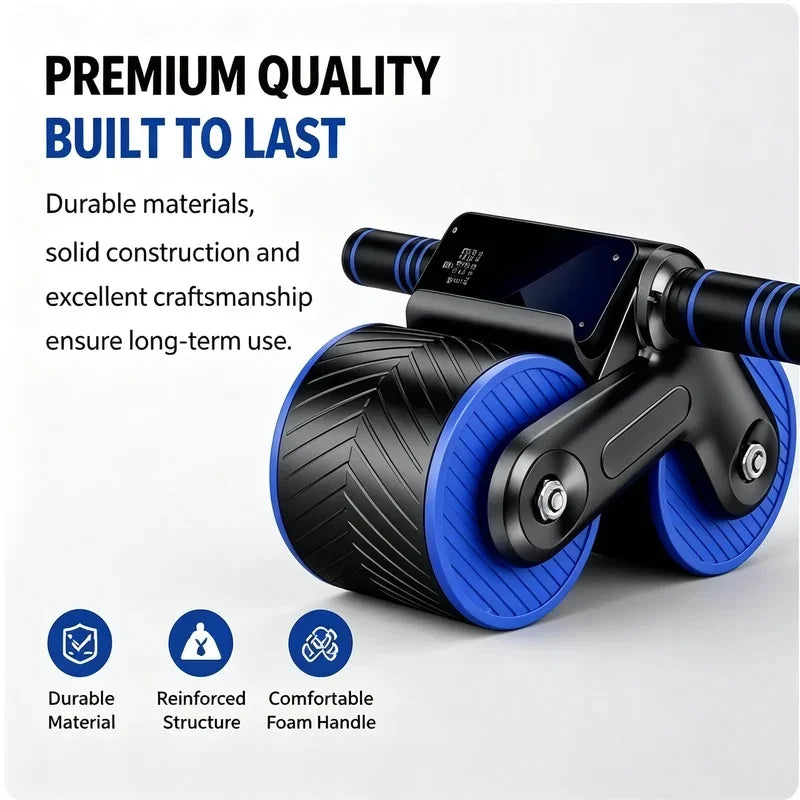 Auto-Rebound Double-Wheel Ab Roller with Phone Holder