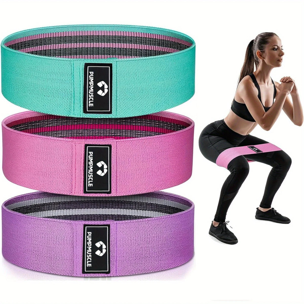 Fabric Resistance Bands Set (Pack of 3)
